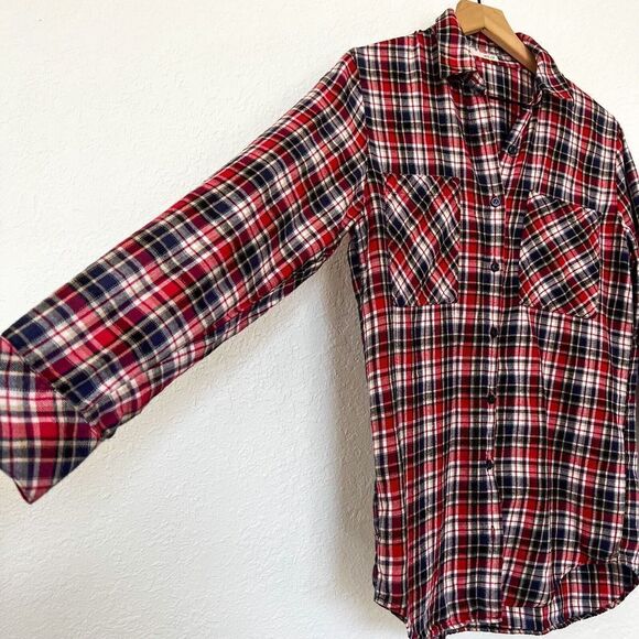 Moussy Plaid Vintage Button Down Top Size Free (One Size) Red Blue White - Picture 2 of 9